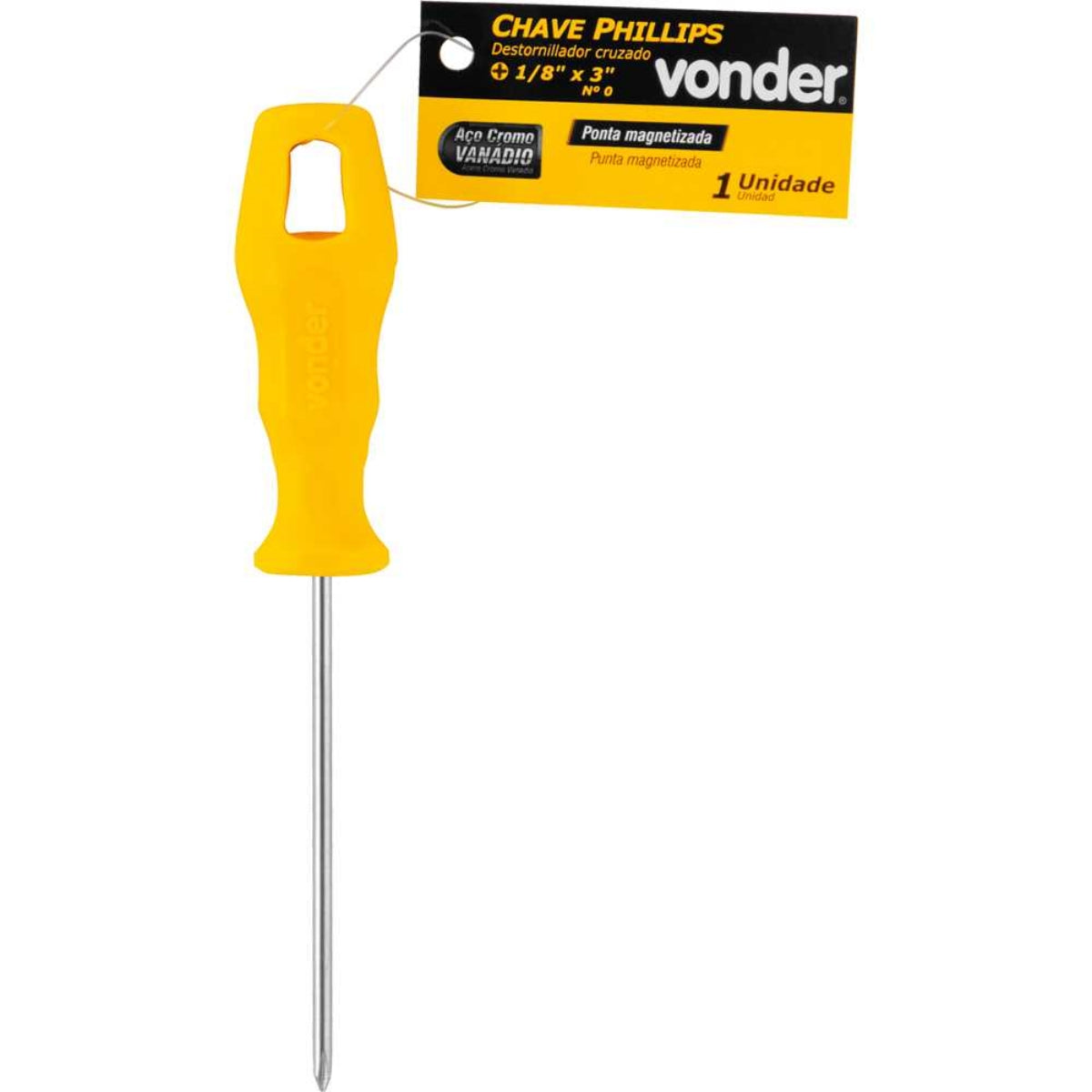 Chave phillips 1/8x3" n.0 cromo vanádio Vonder