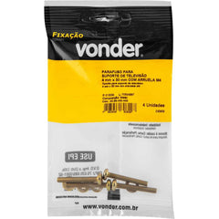 Parafuso para Suporte de TV 4 x 30 mm com Arruela M4 com 4 Peças Vonder