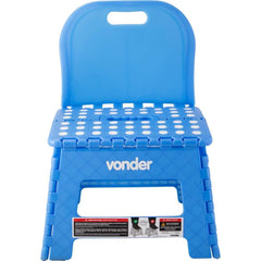 Banqueta Plástica Dobrável Azul 220mm Com Encosto Vonder