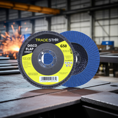 Disco Flap 115 mm G50 Fibra Conico Azul Aço e Inox Tradestar