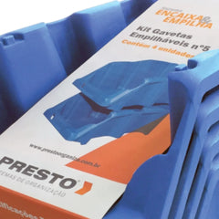 Kit 4 Gavetas Empilhaveis N5 Azul Presto