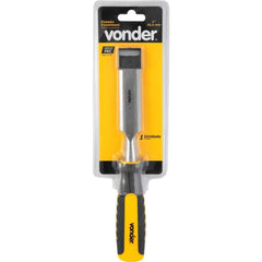 Formão Chanfrado 1" 25,4mm Vonder Aço Carbono Cabo Emborrachado Anatômico PVC 260mm Entalhe Madeira