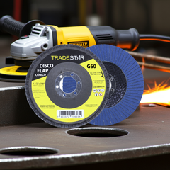 Disco Flap 115 mm G60 Fibra Cônico Azul Aço e Inox Tradestar