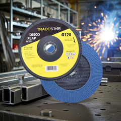 Disco Flap 180 mm G120 Fibra Reto Azul Aço e Inox Tradestar