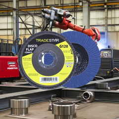 Disco Flap 115 mm G120 Fibra Cônico Azul Aço e Inox Tradestar