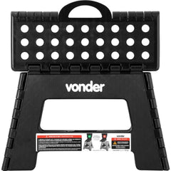 Banqueta Plástica Dobrável Preta Altura 220 mm Vonder