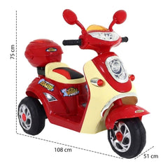 Lambreta Elétrica Infantil Bel Brink 6V Vermelha Mini Moto Retrô Scooter Música Farol Até 25kg