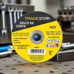Disco de Corte 115 x 3 mm  Furo 7/8" mm Metal Pro Tradestar