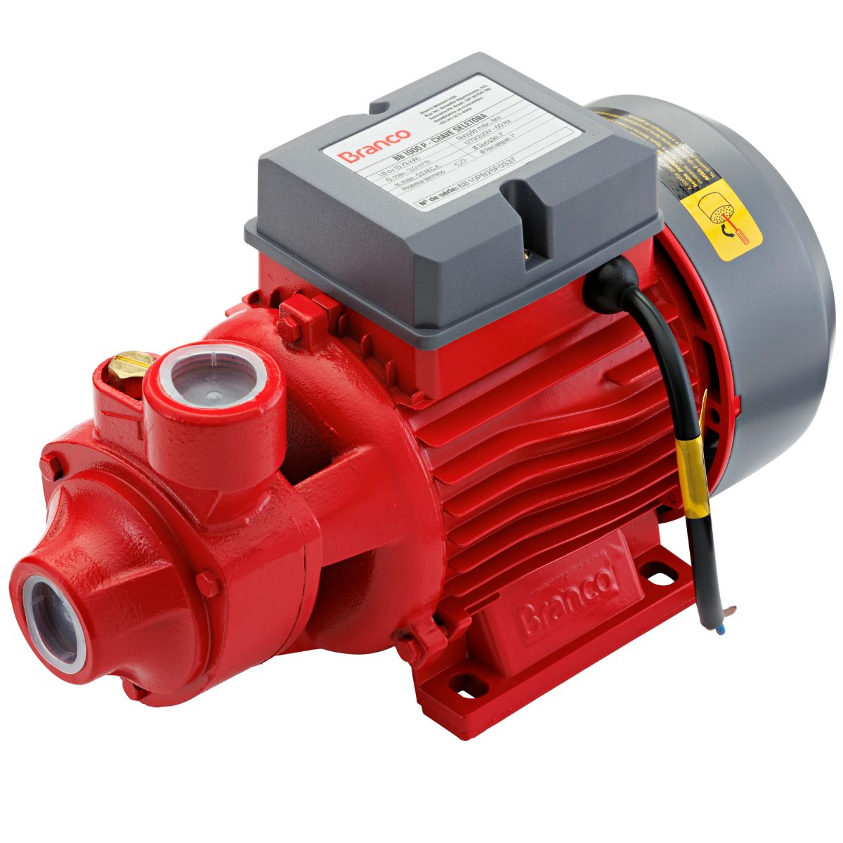 Bomba Periférica Branco BB1000P 1CV 220V Monofásica Elétrica Água Limpa 53MCA 50LMin Rotor Latão IP44