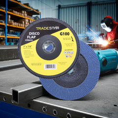 Disco Flap 180 mm G100 Fibra Cônico Azul Aço e Inox Tradestar