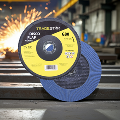 Disco Flap 180 mm G80 Fibra Cônico Azul Aço e Inox Tradestar