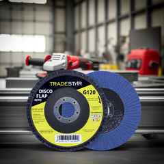 Disco Flap 115 mm G120 Fibra Reto Azul Aço e Inox Tradestar