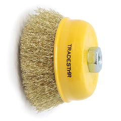 Escova Copo 4'' Aço Latonado Ondulado Rosca M14 Tradestar