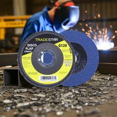 Disco Flap 115 mm G120 Fibra Cônico Azul Aço e Inox Tradestar