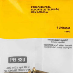 Parafuso para Suporte de TV 8 x 35 mm com Arruela 5/16 com 4 Peças Vonder