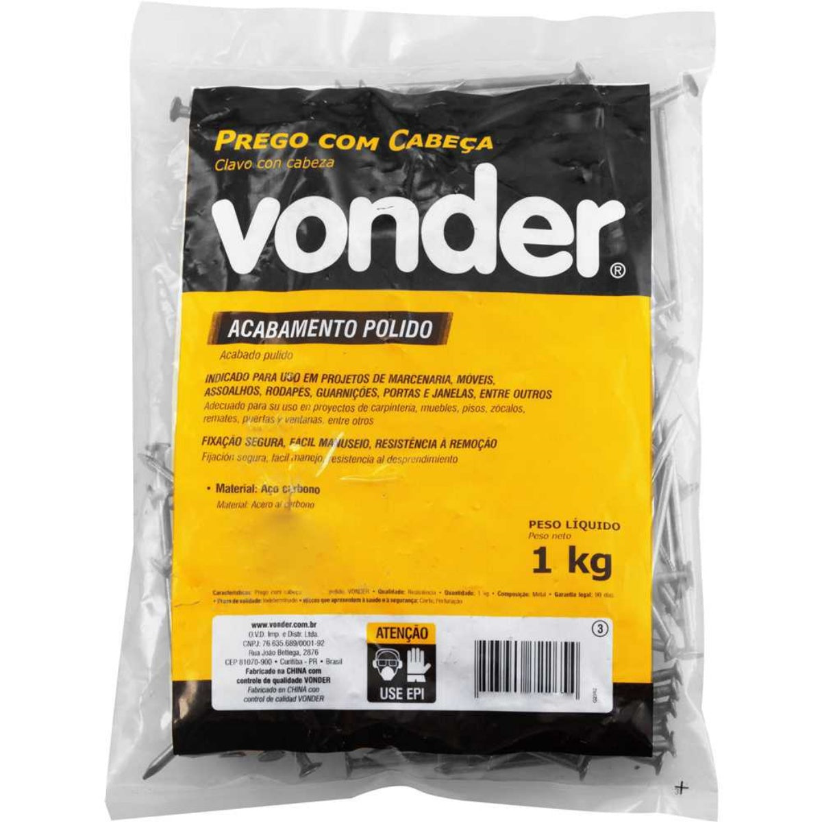 Prego com Cabeça 16 x 27 (2,1/2 x 12) Polido 1 Kg Vonder
