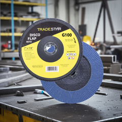 Disco Flap 180 mm G100 Fibra Reto Azul Aço e Inox Tradestar