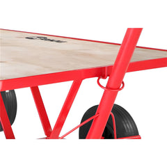 Carrinho Plataforma 250Kg 4 Rodas Maciças Compensado Aço Carbono Transporte de Carga Nove54 Vermelho