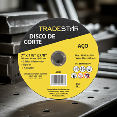 Disco de Corte 180 x 3 mm Furo 7/8" mm Metal Tradestar