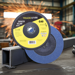 Disco Flap 180 mm G40 Fibra Reto Azul Aço e Inox Tradestar