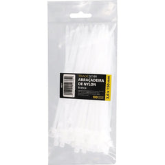 Abraçadeira Nylon 3,6 x 150 mm Branca 100 Peças Tradestar