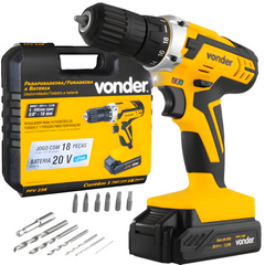 Parafusadeira e Furadeira à Bateria 20V Vonder PFV 238 Bivolt Automática para Carregamento Rápido - Guimepa