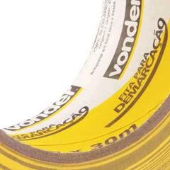 Fita Demarcação Adesiva 100mm x 30m Zebrada Vonder Sinalização Preta e Amarela Isolamento Segurança