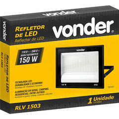 Refletor de LED RLV1503 150W Vonder Bivolt 6500K 110V 220V Luz Branca Alcance 35m Interno Externo