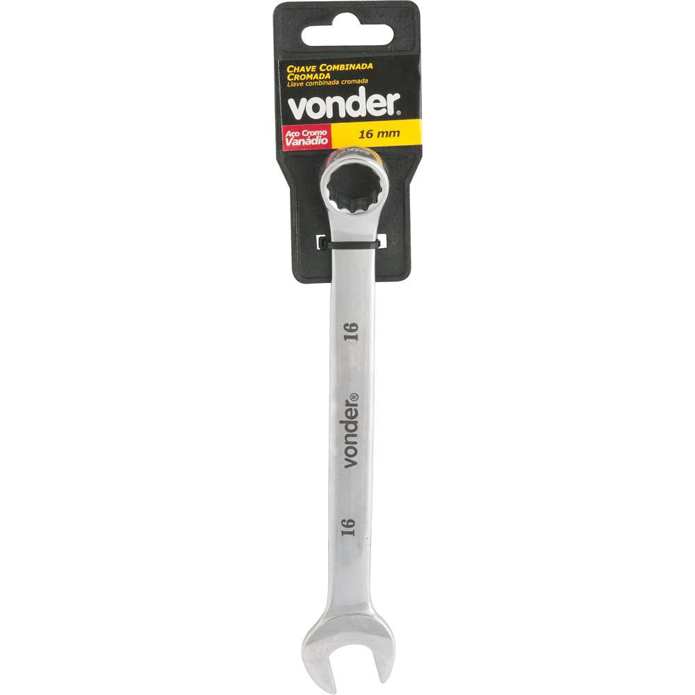Chave combinada 16mm cromo vanádio cromada cartela Vonder