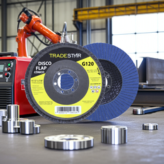 Disco Flap 115 mm G120 Fibra Cônico Azul Aço e Inox Tradestar