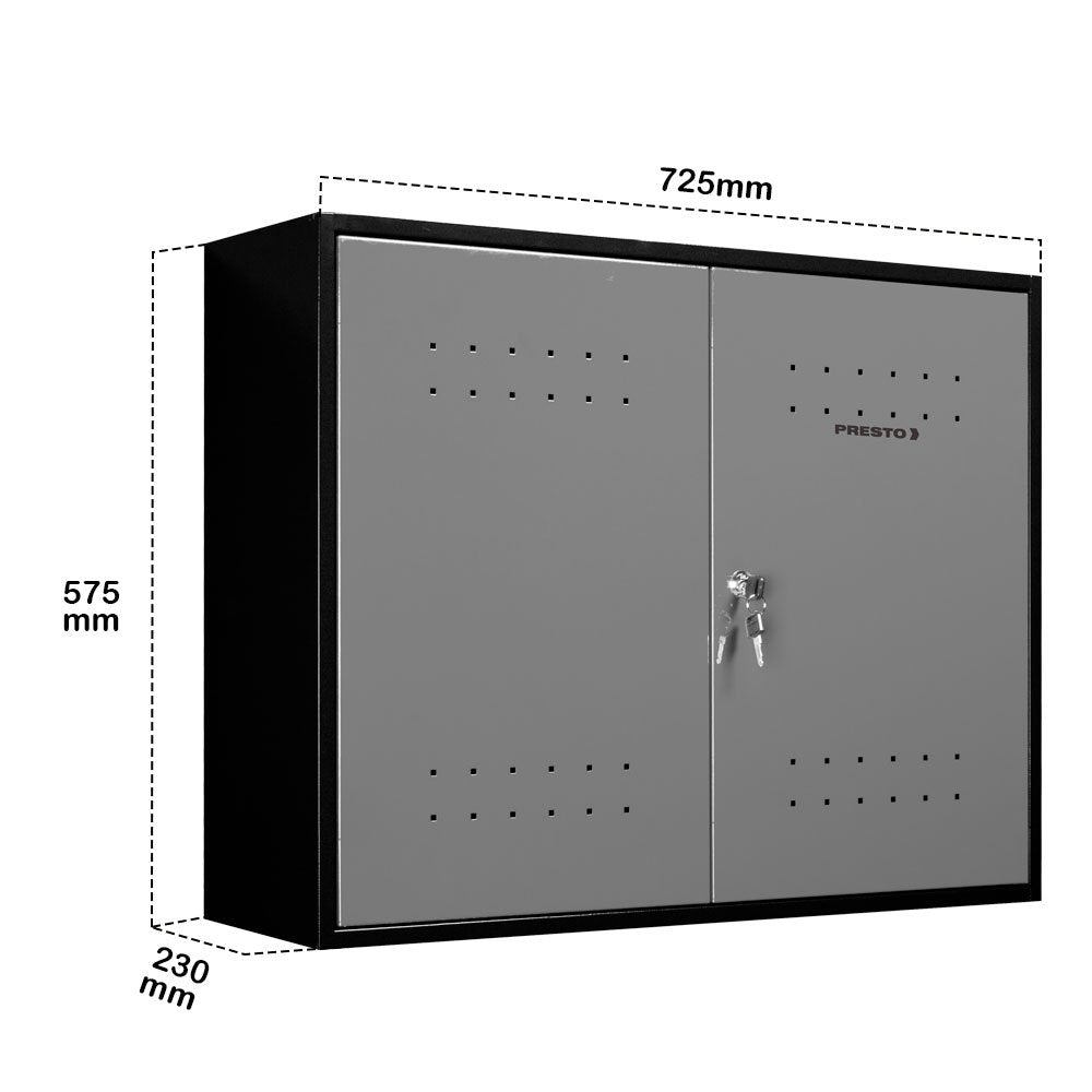 Armário Aéreo Para Ferramentas Ábile Dark Presto Aço 72,5cm Suspenso Chave Oficina Preto Cinza
