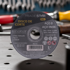 Disco de Corte 115 x 1 mm  Furo 7/8" mm Metal Pro Tradestar