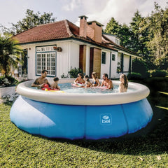 Piscina Inflável 12000L 4,57m x 91cm Redonda Bel Lazer PVC Reforçado Azul Anel Superior Kit Reparo