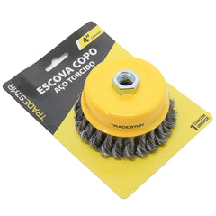 Escova Copo 4'' Aço Torcido Rosca M14 Tradestar