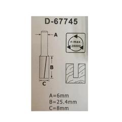 Fresa Paralela Dupla Haste 6 mm x 57,4 mm D-67745 Makita