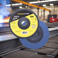 Disco Flap 180 mm G80 Fibra Reto Azul Aço e Inox Tradestar
