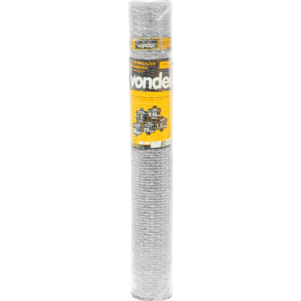 Tela Metálica Hexagonal Malha 1  24 Bwgx1,5m Com 50m Pinteir