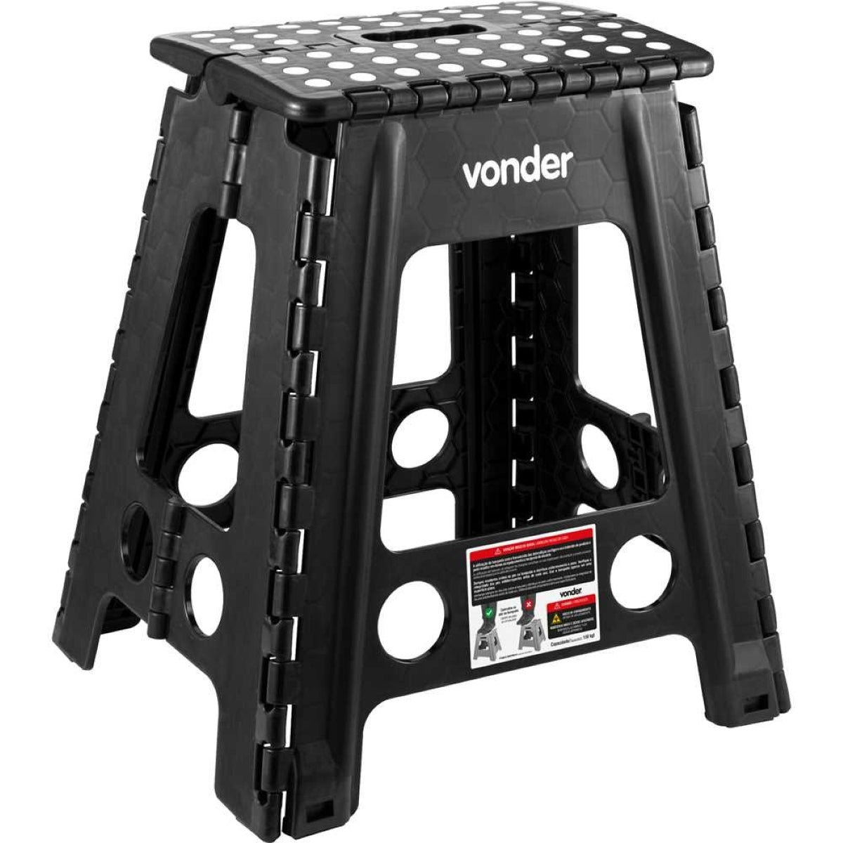 Banqueta Plástica Dobrável Preta Altura 450 mm - Vonder - Guimepa