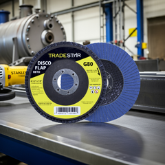Disco Flap 115 mm G80 Fibra Reto Azul Aço e Inox Tradestar