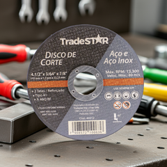 Disco de Corte 115 x 1,2 mm Furo 7/8" Aço e Inox Tradestar