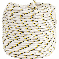 Corda Multifilamento Trançada Vonder 10,0mm  x 220 m 10,0kg Branca Detalhes em Preto e Amarelo
