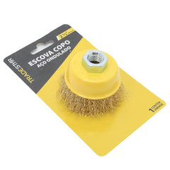Escova Copo 2.1/2'' Aço Carbono Ondulado Rosca M14 Tradestar