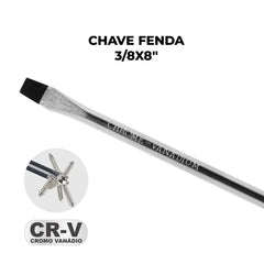 Chave Fenda 3/8 x 8'' CR-V Tradestar