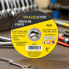 Disco de Corte 115 x 3 mm  Furo 7/8" mm Metal Pro Tradestar