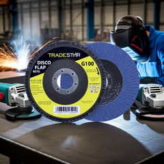 Disco Flap 115 mm G100 Fibra Reto Azul Aço e Inox Tradestar