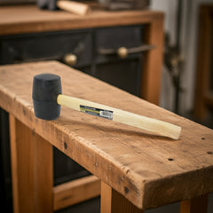 Martelo de Borracha 60 mm Preto Cabo Madeira Tradestar
