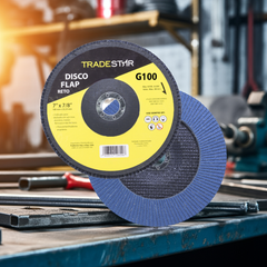 Disco Flap 180 mm G100 Fibra Reto Azul Aço e Inox Tradestar