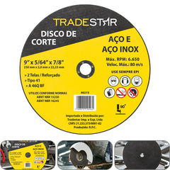 Disco de Corte 230x2,0 mm Furo 7/8" Aço e Inox Tradestar