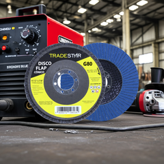 Disco Flap 115 mm G80 Fibra Conico Azul Aço e Inox Tradestar