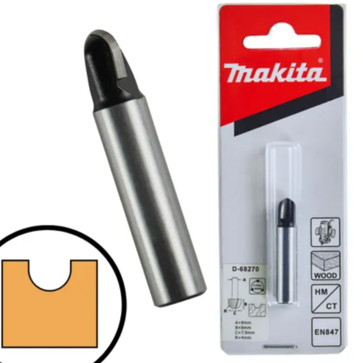 Fresa Ponta U Haste 8 mm x 40 mm D-68270 Makita